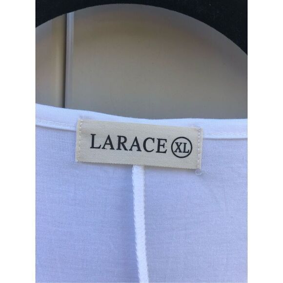 Larace Women's White Short Sleeve Scoop Neck Tunic Size Extra Large - Picture 3 of 4